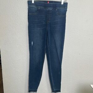 SPANX Pull On Skinny Stretchy Denim Jegging Jeans Womens Sz Large Tummy‎ Control